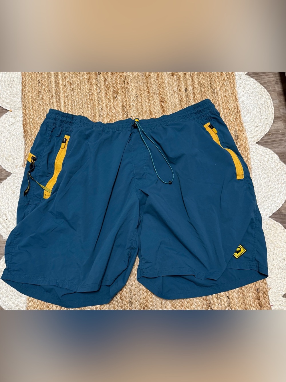 Mens REI Athletic Shorts with Yellow Zip Accents 3XL